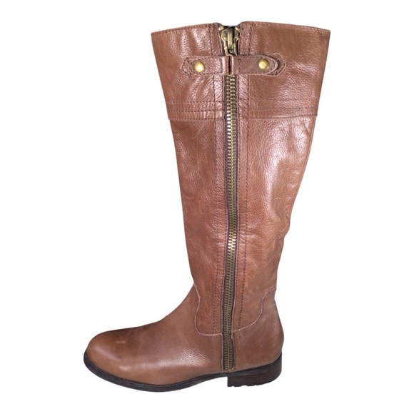 Franco Fortini Leather Knee High Riding Boots Zip Up Womans size 8 - Picture 1 of 6